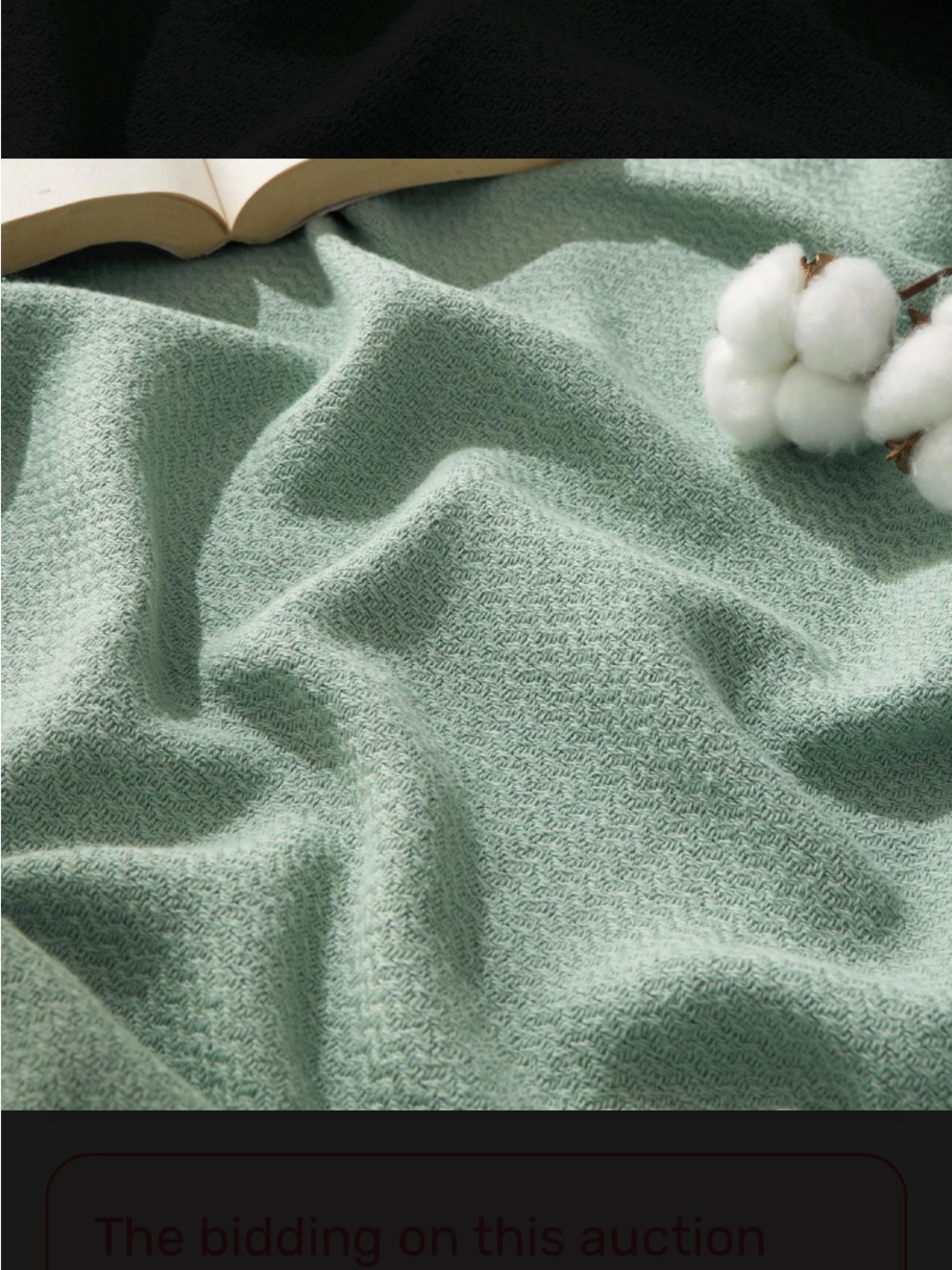 Lightweight Sage Green Cotton-Blend Throw Blanket
